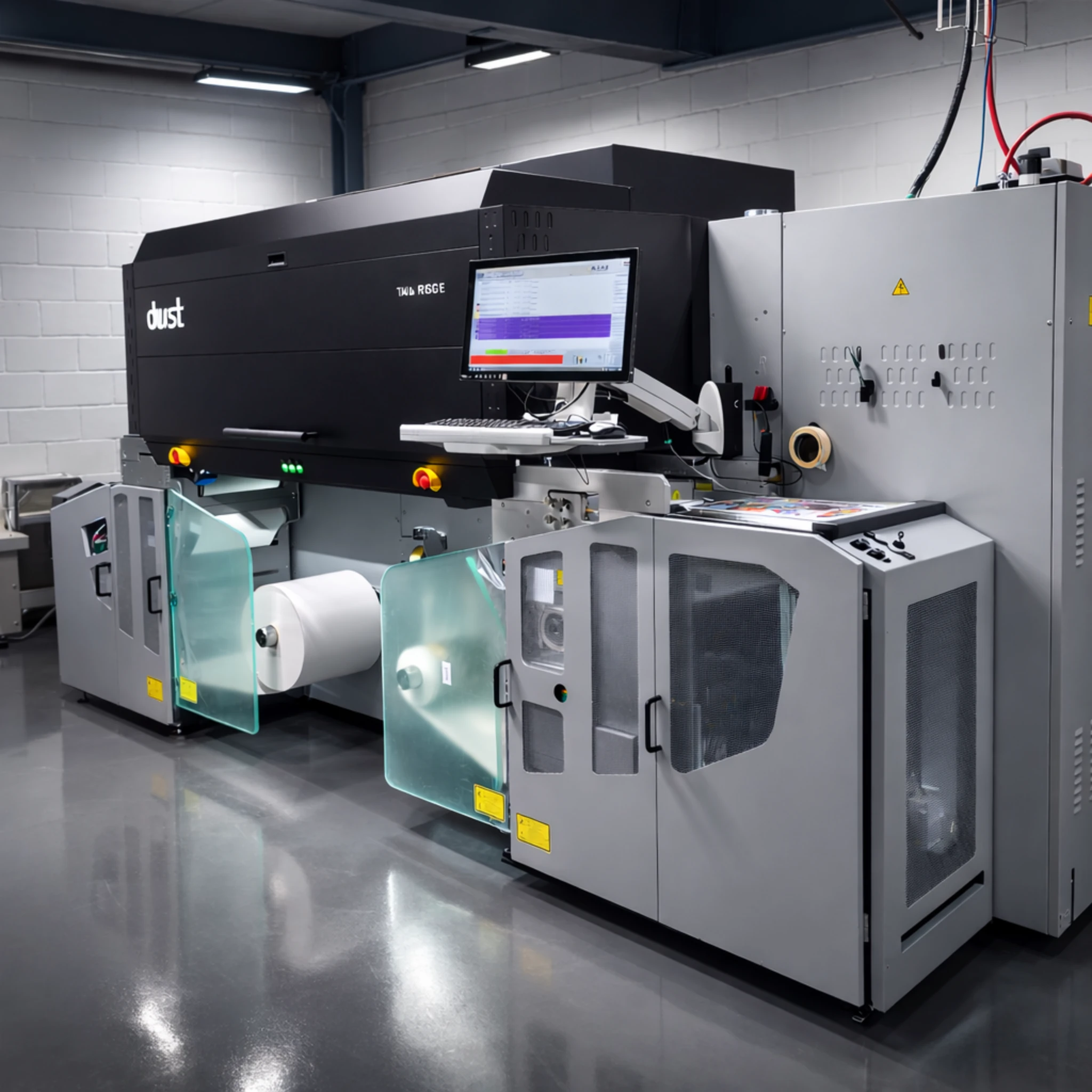 Imprenta industrial moderna en producción de alto volumen